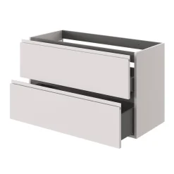 Meuble sous vasque 2 tiroirs avec poignées intégrées l.100 x H.60 x P.45 cm beige cachemire Kentia