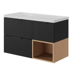 Meuble sous vasque 1 tiroir sans poignée l.40 x H.30 x P.45 cm effet chêne Kentia