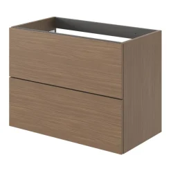 Meuble sous vasque 2 tiroirs sans poignées l.80 x H.60 x P.45 cm effet noyer Kentia