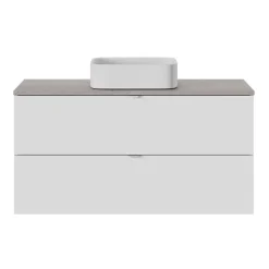 Meuble sous vasque 2 tiroirs sans poignées l.120 x H.60 x P.45 cm blanc mat Kentia