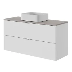 Meuble sous vasque 2 tiroirs sans poignées l.120 x H.60 x P.45 cm blanc mat Kentia