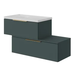 Meuble sous vasque 1 tiroir sans poignée l.80 x H.30 x P.45 cm vert forêt Kentia