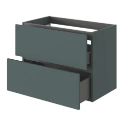 Meuble sous vasque 2 tiroirs sans poignées l.80 x H.60 x P.45 cm vert forêt Kentia