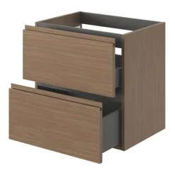 Meuble sous vasque 2 tiroirs avec poignées intégrées l.60 x H.60 x P.45 cm effet noyer Kentia