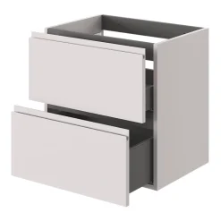 Meuble sous vasque 2 tiroirs avec poignées intégrées l.60 x H.60 x P.45 cm beige cachemire Kentia
