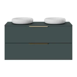 Meuble sous vasque 2 tiroirs sans poignées l.120 x H.60 x P.45 cm vert forêt Kentia