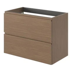 Meuble sous vasque 2 tiroirs avec poignées intégrées l.80 x H.60 x P.45 cm effet noyer Kentia