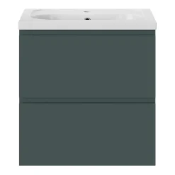 Meuble sous vasque 2 tiroirs avec poignées intégrées l.60 x H.60 x P.45 cm vert forêt Kentia