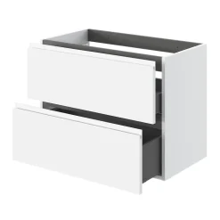 Meuble sous vasque 2 tiroirs avec poignées intégrées l.80 x H.60 x P.45 cm blanc mat Kentia