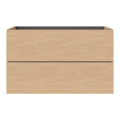 Meuble sous vasque 2 tiroirs sans poignées l.100 x H.60 x P.45 cm effet chêne Kentia
