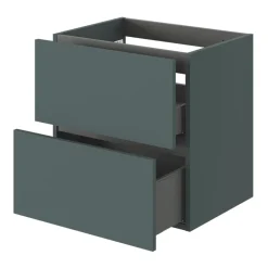 Meuble sous vasque 2 tiroirs sans poignées l.60 x H.60 x P.45 cm vert forêt Kentia