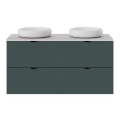 Meuble sous vasque 2 tiroirs sans poignées l.60 x H.60 x P.45 cm vert forêt Kentia