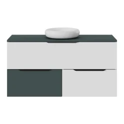 Meuble sous vasque 2 tiroirs sans poignées l.60 x H.60 x P.45 cm vert forêt Kentia