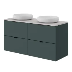 Meuble sous vasque 2 tiroirs sans poignées l.60 x H.60 x P.45 cm vert forêt Kentia