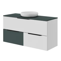 Meuble sous vasque 2 tiroirs sans poignées l.60 x H.60 x P.45 cm vert forêt Kentia