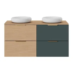 Meuble sous vasque 2 tiroirs sans poignées l.60 x H.60 x P.45 cm vert forêt Kentia