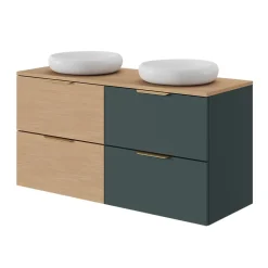 Meuble sous vasque 2 tiroirs sans poignées l.60 x H.60 x P.45 cm vert forêt Kentia