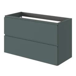 Meuble sous vasque 2 tiroirs avec poignées intégrées l.100 x H.60 x P.45 cm vert forêt Kentia