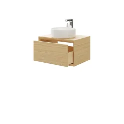 Meuble sous vasque 1 tiroir à suspendre GoodHome Avela placage chêne 60 cm