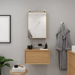 Meuble sous vasque 1 tiroir à suspendre GoodHome Avela placage chêne 60 cm