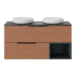 Meuble sous vasque 1 tiroir sans poignée l.120 x H.30 x P.45 cm effet noyer Kentia