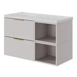 Meuble sous vasque 2 tiroirs sans poignées l.60 x H.60 x P.45 cm beige cachemire Kentia
