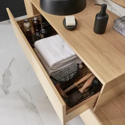 Meuble sous vasque 1 tiroir Avela 100 cm à suspendre + plan de toilette 100 cm GoodHome