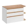 Meuble sous vasque ASKA 94 cm blanc brillant Modèle suspendu avec tiroirs