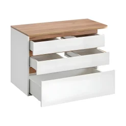 Meuble sous vasque ASKA 94 cm blanc brillant Modèle suspendu avec tiroirs