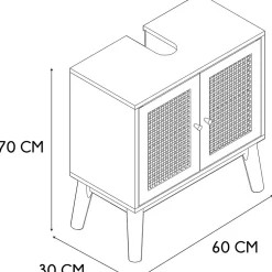 Meuble sous vasque cannage et bois Bali