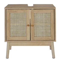 Meuble sous vasque cannage et bois Bali
