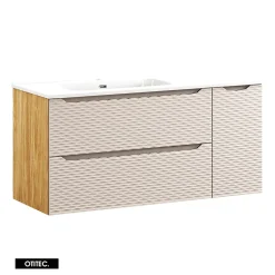 Meuble sous vasque de 120 cm - avec vasque à encastrer - 2 tiroirs - SEA BEIGE