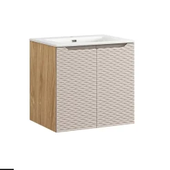 Meuble sous vasque de 60 cm - avec vasque à encastrer - 2 portes - SEA BEIGE