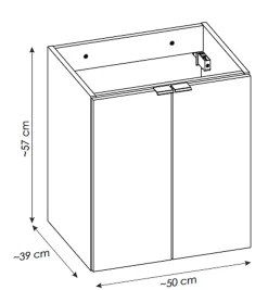 Meuble sous vasque de 50 cm - avec vasque à poser - avec plan - Oak/Blanc - 2 tiroirs - VOLTA OAK