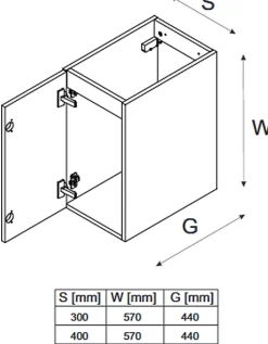 Meuble sous vasque de 70 cm - avec plan - 2 portes - SETTA
