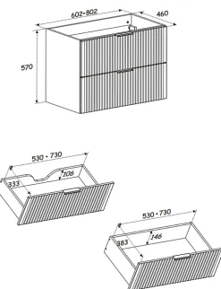 Meuble sous vasque de 60 cm - avec plan - LIVA BLACK