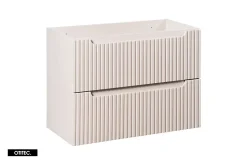 Meuble sous vasque de 80 cm - avec vasque à poser - avec plan - Cachemire Mat/Blanc - 2 portes - VOLTA CASHMERE