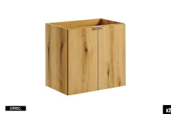 Meuble sous vasque de 140 cm - avec plan - Noir/Oak - 4 portes - VOLTA OAK