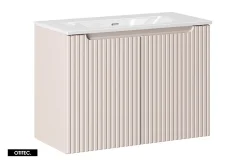 Meuble sous vasque de 80 cm - avec vasque à encastrer - Cachemire Mat - 2 portes - VOLTA CASHMERE