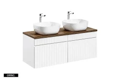 Meuble sous vasque de 120 cm - avec 2 vasques à poser - avec plan - 2 tiroirs - MINO