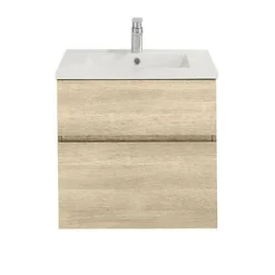 Meuble sous vasque effet chêne l.60 cm 2 tiroirs, Calao