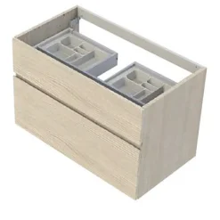 Meuble sous vasque effet chêne l.90 x H.57 x P.50 cm 2 tiroirs, Calao