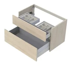 Meuble sous vasque effet chêne l.90 x H.57 x P.50 cm 2 tiroirs, Calao