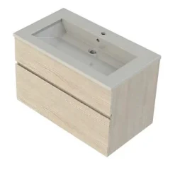 Meuble sous vasque effet chêne l.90 x H.57 x P.50 cm 2 tiroirs, Calao