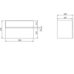 Meuble sous vasque effet chêne l.90 x H.57 x P.50 cm 2 tiroirs, Calao