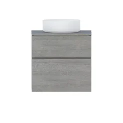 Meuble sous vasque effet chêne clair l.60 cm 2 tiroirs, Calao