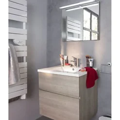 Meuble sous vasque effet chêne clair l.60 cm 2 tiroirs, Calao