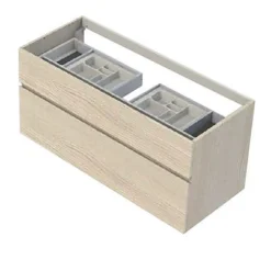 Meuble sous vasque effet chêne l.120 cm 2 tiroirs, Calao