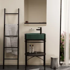 Meuble sous vasque en métal l.55 x H.89,5 x P.37,5 cm, Homesight Pao