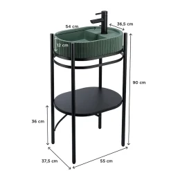 Meuble sous vasque en métal l.55 x H.89,5 x P.37,5 cm, Homesight Pao